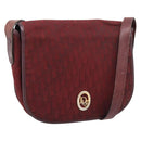 Christian Dior Trotter Canvas Shoulder Bag Bordeaux Gold Auth 209963-1