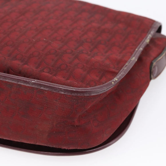 Christian Dior Trotter Canvas Shoulder Bag Bordeaux Gold Auth 209963