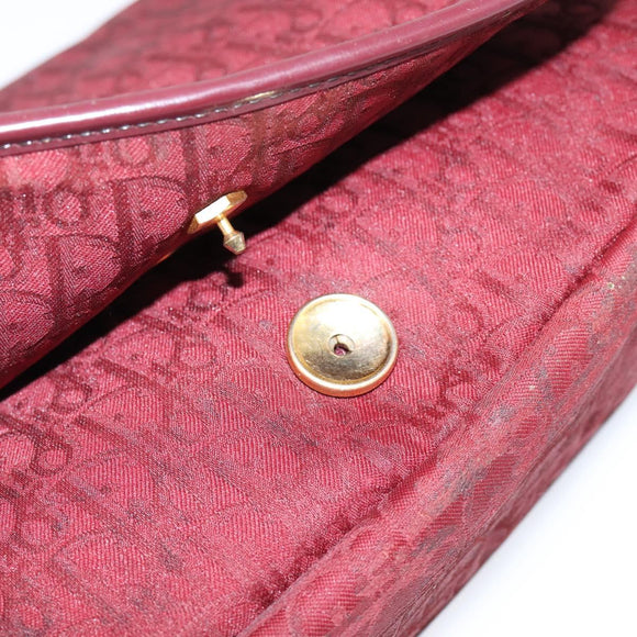 Christian Dior Trotter Canvas Shoulder Bag Bordeaux Gold Auth 209963