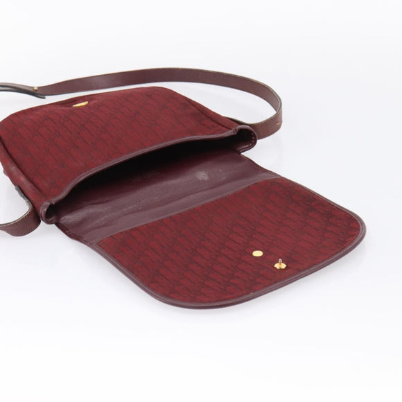 Christian Dior Trotter Canvas Shoulder Bag Bordeaux Gold Auth 209963