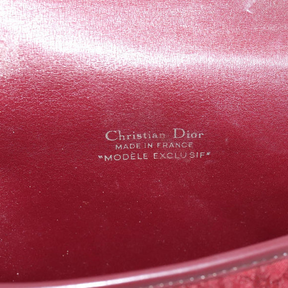 Christian Dior Trotter Canvas Shoulder Bag Bordeaux Gold Auth 209963