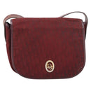 Christian Dior Trotter Canvas Shoulder Bag Bordeaux Gold Auth 209963-2