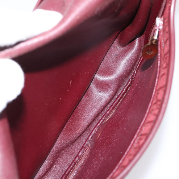 Christian Dior Trotter Canvas Shoulder Bag Bordeaux Gold Auth 209963