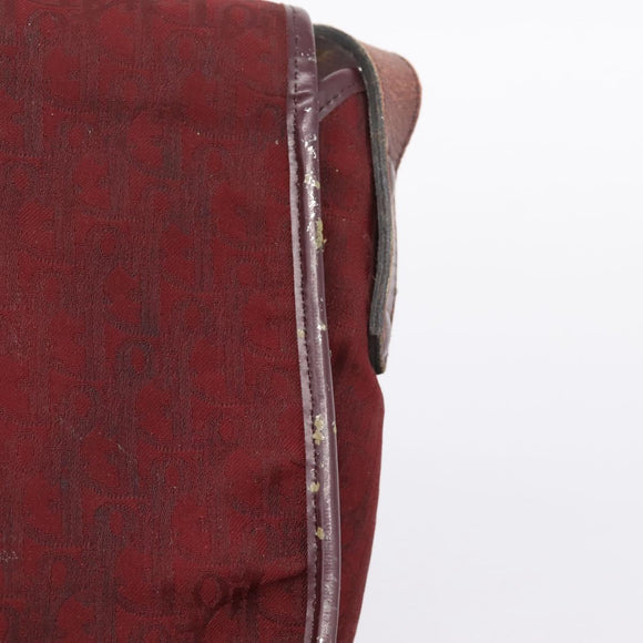 Christian Dior Trotter Canvas Shoulder Bag Bordeaux Gold Auth 209963