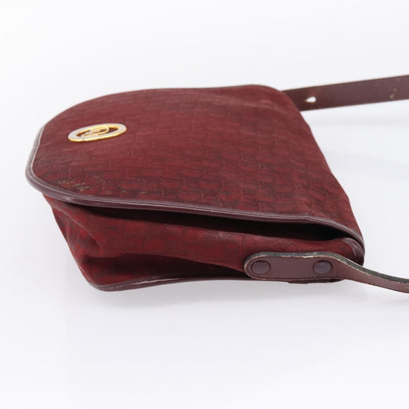Christian Dior Trotter Canvas Shoulder Bag Bordeaux Gold Auth 209963