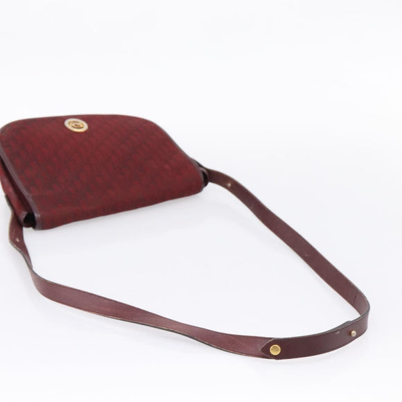 Christian Dior Trotter Canvas Shoulder Bag Bordeaux Gold Auth 209963