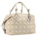 Christian Dior Panarea Hand Bag Canvas Ivory Silver Auth 209976A-1