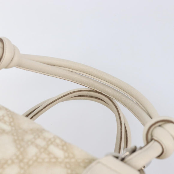 Christian Dior Panarea Hand Bag Canvas Ivory Silver Auth 209976A