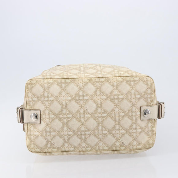 Christian Dior Panarea Hand Bag Canvas Ivory Silver Auth 209976A