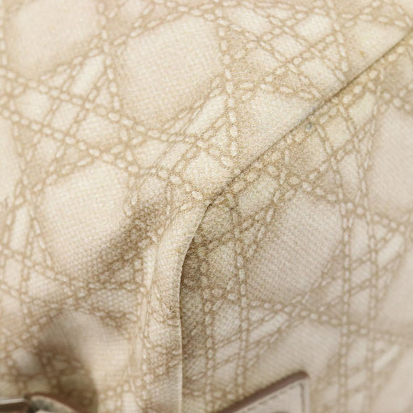 Christian Dior Panarea Hand Bag Canvas Ivory Silver Auth 209976A