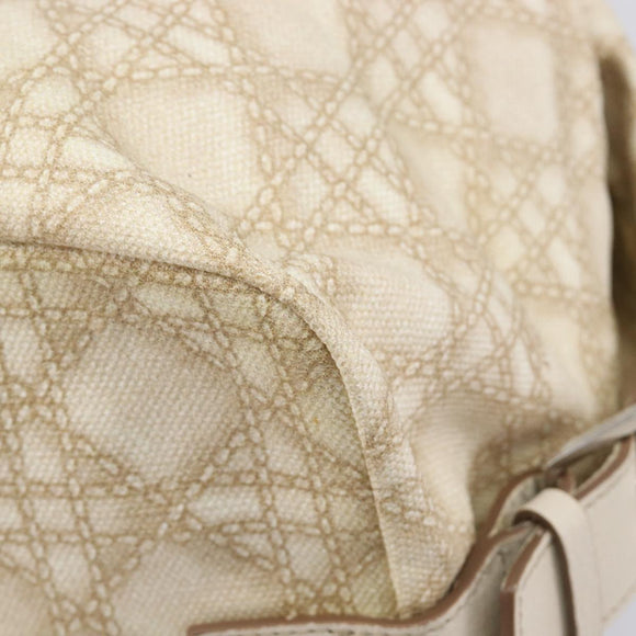 Christian Dior Panarea Hand Bag Canvas Ivory Silver Auth 209976A