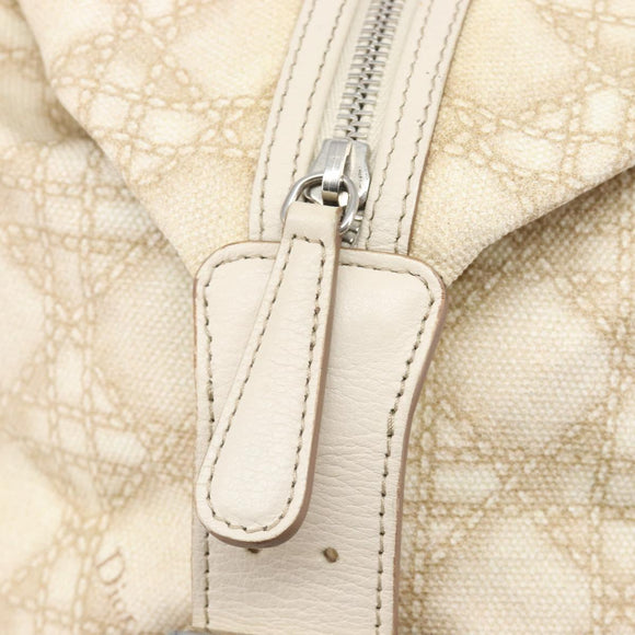 Christian Dior Panarea Hand Bag Canvas Ivory Silver Auth 209976A