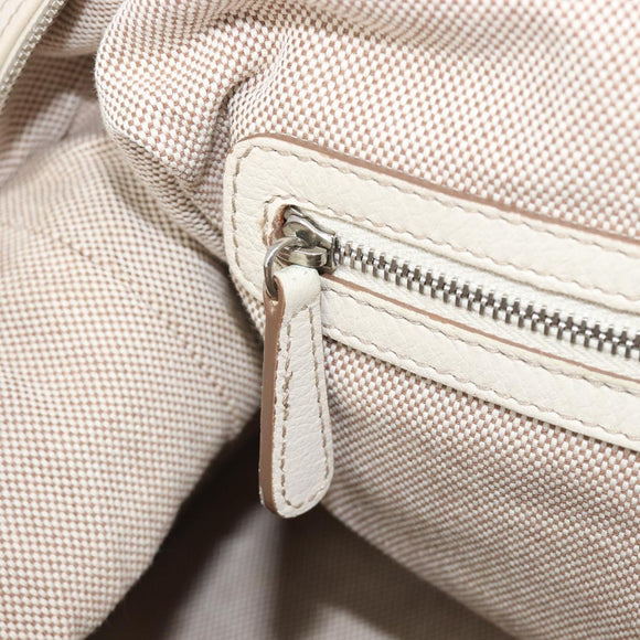 Christian Dior Panarea Hand Bag Canvas Ivory Silver Auth 209976A