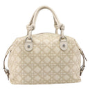 Christian Dior Panarea Hand Bag Canvas Ivory Silver Auth 209976A-3