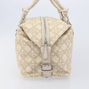 Christian Dior Panarea Hand Bag Canvas Ivory Silver Auth 209976A-5