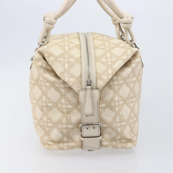 Christian Dior Panarea Hand Bag Canvas Ivory Silver Auth 209976A