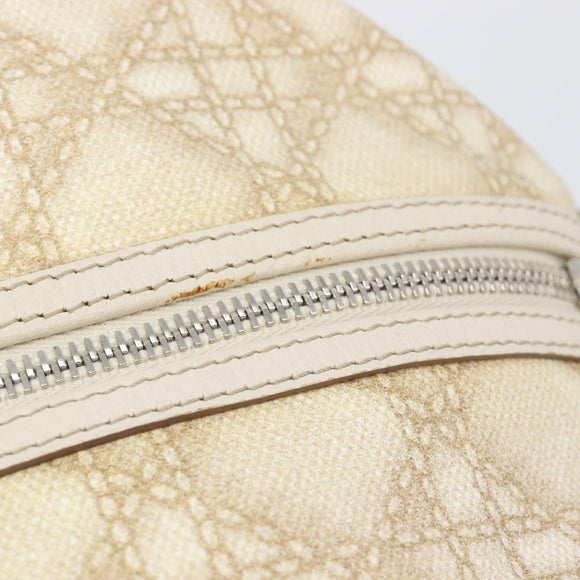 Christian Dior Panarea Hand Bag Canvas Ivory Silver Auth 209976A