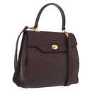 Bally Hand Bag Leather 2way Brown Gold Auth 209977-1