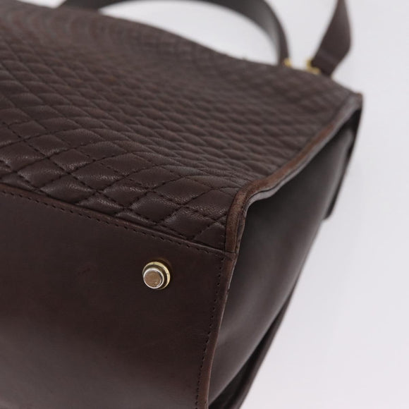 Bally Hand Bag Leather 2way Brown Gold Auth 209977