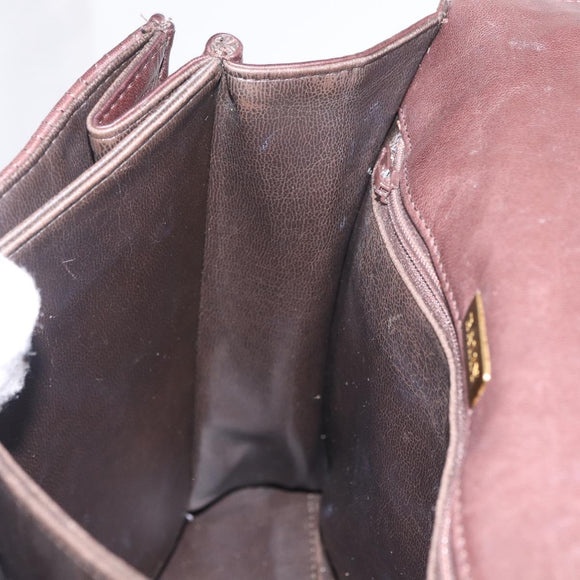 Bally Hand Bag Leather 2way Brown Gold Auth 209977