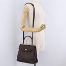 Bally Hand Bag Leather 2way Brown Gold Auth 209977-30
