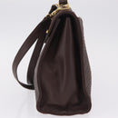 Bally Hand Bag Leather 2way Brown Gold Auth 209977-4