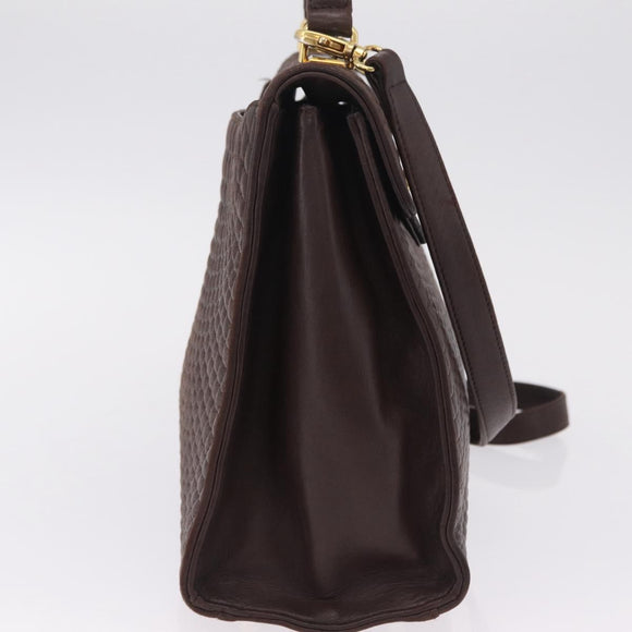 Bally Hand Bag Leather 2way Brown Gold Auth 209977