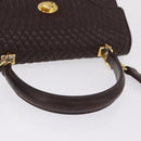 Bally Hand Bag Leather 2way Brown Gold Auth 209977-7