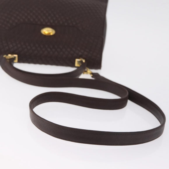 Bally Hand Bag Leather 2way Brown Gold Auth 209977