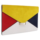 CELINE Clutch Bag Suede Calfskin leather Multicolor Silver Auth 209979A-1