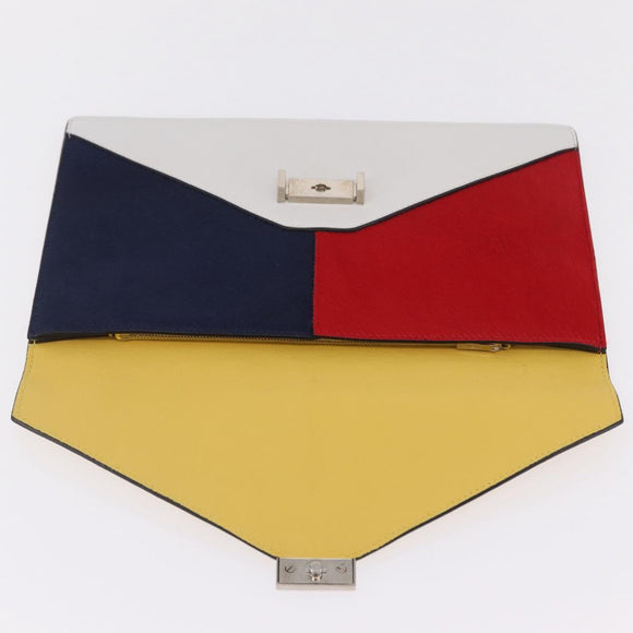 CELINE Clutch Bag Suede Calfskin leather Multicolor Silver Auth 209979A