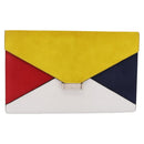 CELINE Clutch Bag Suede Calfskin leather Multicolor Silver Auth 209979A-2