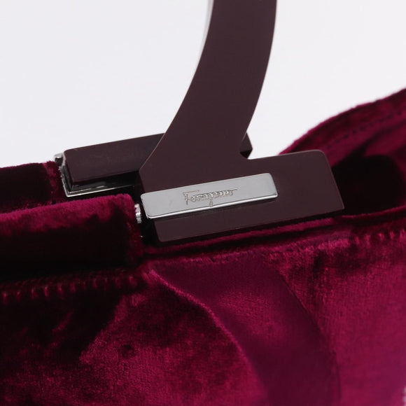 Salvatore Ferragamo Gancini Tote Bag Velor Purple Silver Auth 209980V