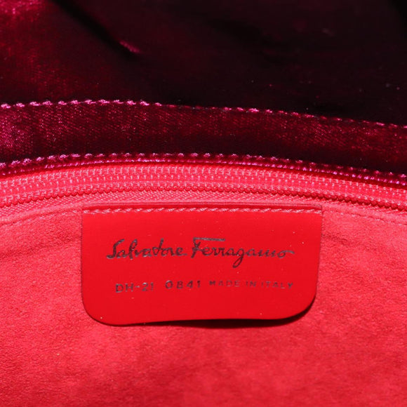 Salvatore Ferragamo Gancini Tote Bag Velor Purple Silver Auth 209980V