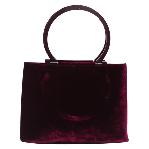 Salvatore Ferragamo Gancini Tote Bag Velor Purple Silver Auth 209980V