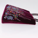 Salvatore Ferragamo Gancini Tote Bag Velor Purple Silver Auth 209980V-4