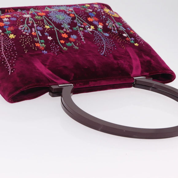 Salvatore Ferragamo Gancini Tote Bag Velor Purple Silver Auth 209980V