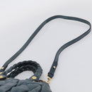 Miu Miu Hand Bag Vitellolux 2way Navy Gold Auth 209982A-12