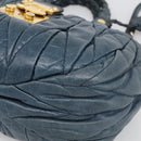 Miu Miu Hand Bag Vitellolux 2way Navy Gold Auth 209982A-14