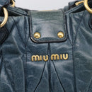 Miu Miu Hand Bag Vitellolux 2way Navy Gold Auth 209982A-18