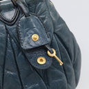 Miu Miu Hand Bag Vitellolux 2way Navy Gold Auth 209982A-19