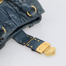 Miu Miu Hand Bag Vitellolux 2way Navy Gold Auth 209982A-21