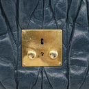 Miu Miu Hand Bag Vitellolux 2way Navy Gold Auth 209982A-22