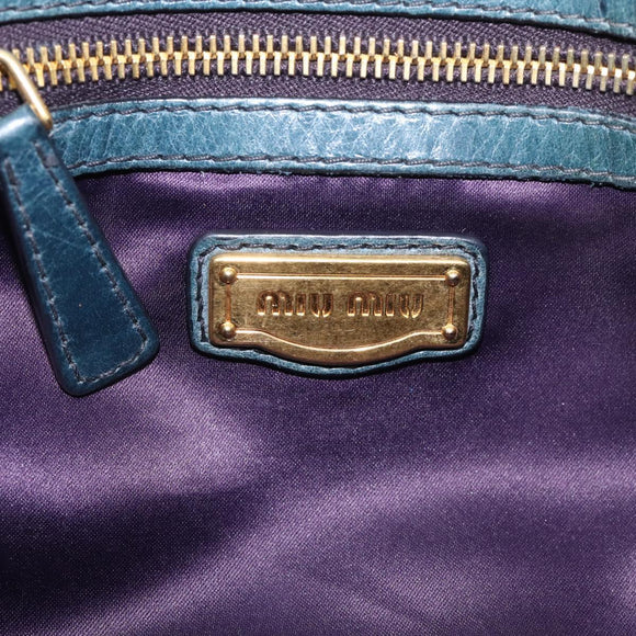 Miu Miu Hand Bag Vitellolux 2way Navy Gold Auth 209982A