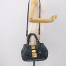 Miu Miu Hand Bag Vitellolux 2way Navy Gold Auth 209982A-30