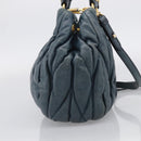 Miu Miu Hand Bag Vitellolux 2way Navy Gold Auth 209982A-4