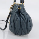 Miu Miu Hand Bag Vitellolux 2way Navy Gold Auth 209982A-5