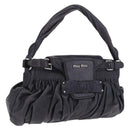 Miu Miu Hand Bag Vitellolux Black Silver Auth 209983A-1