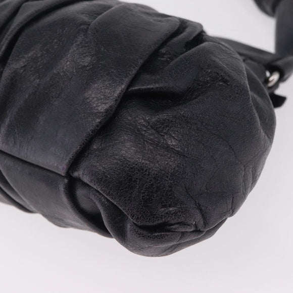 Miu Miu Hand Bag Vitellolux Black Silver Auth 209983A