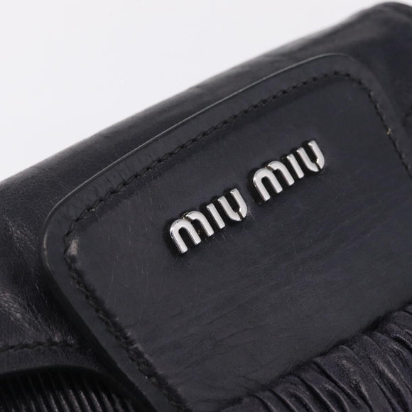 Miu Miu Hand Bag Vitellolux Black Silver Auth 209983A